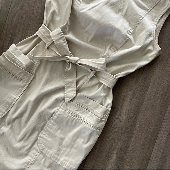 Calvin Klein Cream Khaki Utility Belted Midi Sheath Dress - Picture 3 of 5